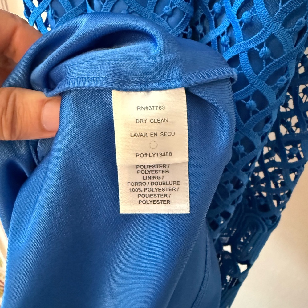 Laundry By Shelli Segal Bright Blue Crochet Tank Dress - Picture 6 of 7